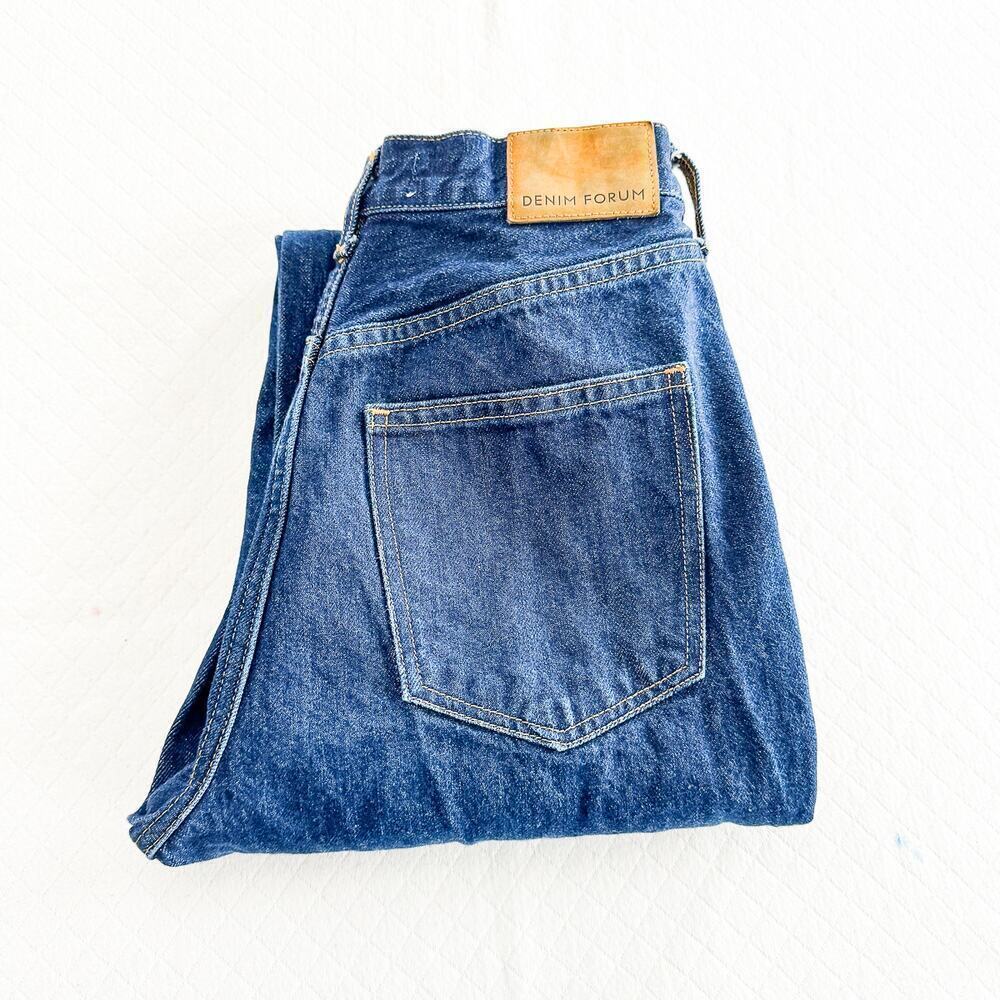 Denim Forum Aritizia The Joni High Rise Loose Button Dark Wash Denim 29L Size 25
